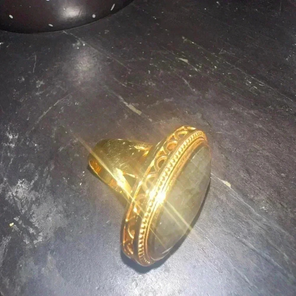 Gold plated Indian Labradorite, ring size 6 - Picture 7 of 8